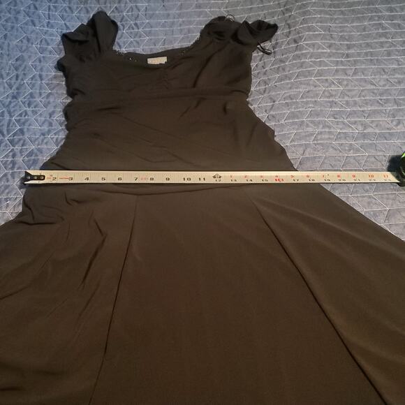 Vintage Rabbit Designs Size 10 Black Empire Gathered Waist Beaded Neck Y2K Dress - Picture 10 of 11